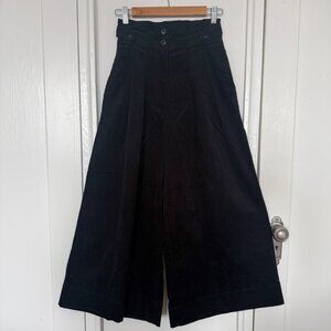 Ulla Johnson Black Corduroy High-Waisted Wide-Leg Pants, Size 0